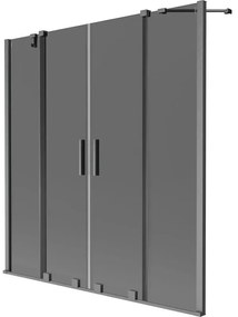 Mexen Velar Duo, 2-krídlová posuvná vaňová zástena 140 x 150 cm, 8mm šedé sklo, brúsený grafit, 896-140-000-42-66
