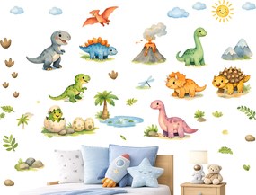 Kreslenie dinosaury textilní prelepiteľné nálepky na stenu hárok 32 x 46 cm