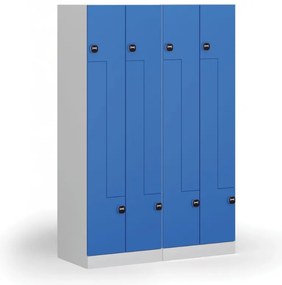 Kovová šatníková skrinka Z, 4 oddiely, 1850 x 600 x 500 mm, demont, zámok s čítačkou RFID kariet, béžové dvere