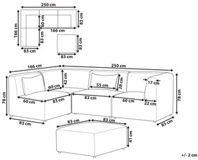 4-miestna modulárna rohová menčestrová pohovka s taburetom pravostranná sivobéžová LEMVIG Beliani