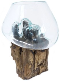 Roztavené sklo na dreve - Veľká misa