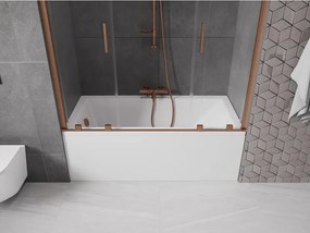 Mexen Velar Duo, 2-krídlová posuvná vaňová zástena 140 x 150 cm, 8mm číre sklo, medený matný profil, 896-140-000-02-65
