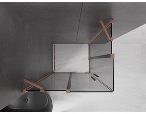 Mexen Velar Duo, sprchový kút s posuvnými dverami 100 x 90 cm, 8mm šedé sklo, medená matná, 871-100-090-42-65
