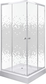Novoterm Štvorcový sprchový kút NV-Pixel 90x90 chróm/potlač - bez vaničky