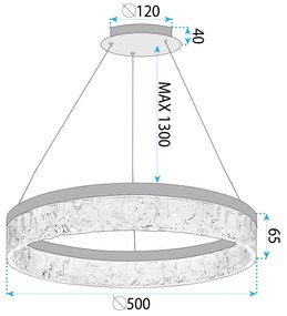 Toolight Toolight, LED závesné osvetlenie 50cm, 31W, 3000K, LHJ046-CP, zlatá lesklá, OSW-50021