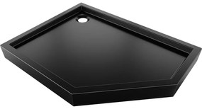 Mexen Flow+, päťuholníková sprchová vanička, ľavá, 90 x 80 cm, čierna matná, 46P708090LH
