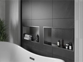 Mexen X-Wall-R, polica na zapustenie s prírubou  60 x 30 cm, grafitová matná - 19E0603010