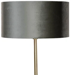 Stojacia lampa mosadz s velúrovým tienidlom zelená 50 cm - Simplo