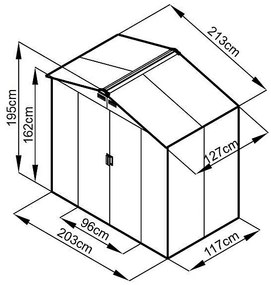 Záhradný domček plocha 213 x 127 cm (šedá)