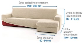 Super strečové poťahy NIAGARA smotanová sedačka s otomanom vpravo (š. 200 - 300 cm)