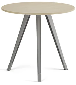 Konferenčný stôl PRIMO ZEN, priemer 80 cm, sivostrieborná podnož, breza