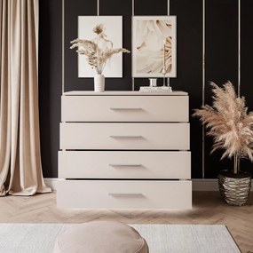 KOMODA MARION 95 cm KAŠMÍR STRIEBORNE ÚCHYTKY LED