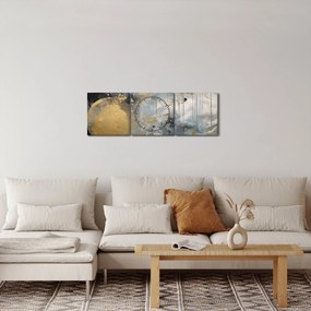Obraz - Abstrakcia so zlatou guľou (s hodinami) (90x30 cm)