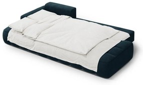 Zamatová rozkladacia/s úložným priestorom rohová pohovka v petrolejovej farbe (ľavý roh/s leňoškou) Linz – Cosmopolitan Design