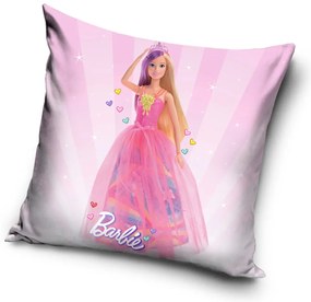 DETSKÁ DEKORAČNÁ OBLIEČKA NA VANKÚŠ BARBIE 40X40 CM VZOROVANÁ