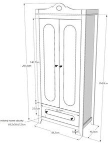 Raj posteli Detská skriňa GLAMOUR PW