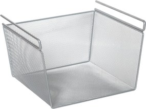 Kovový závesný prídavný kôš pod policu, sivá mriežka, 29x26 s výškou 19 cm, MESH