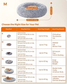 Pelech pre psa, pelech pre mačku, povrch mäkký plyš, 60 cm, sivý