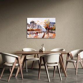 Sklenený obraz - Život v meste (70x50 cm)