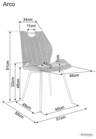 Signal Jedálenská stolička ARCO VELVET čierna konštrukcia/šedá BLUVEL 14