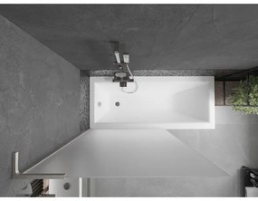 Mexen Next L, 1-krídlová vaňová zástena 100 x 150 cm, 6mm sklo námraza, 6mm číre sklo, profil brúsená oceľ, 895-100-000-03-30-97