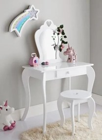 Moderný detský toaletný stolík v bielej farbe
