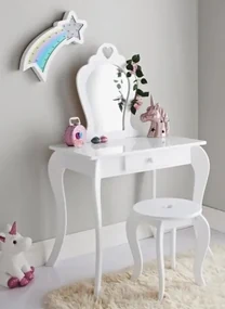 Moderný detský toaletný stolík v bielej farbe