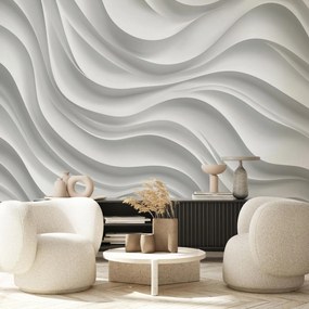 Fototapeta - 3D biele vlny (147x102 cm)