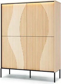Moderná vysoká komoda NUR 110 cm bielený dub vincenza + čierna