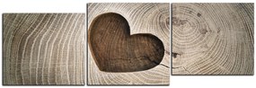 Obraz na plátne - Srdce na drevenom pozadí - panoráma 5207E (120x40 cm)