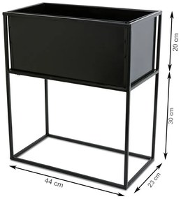 KOVOVÝ KVETINÁČ SO STOJANOM RECT 50X24X44 CM ČIERNA