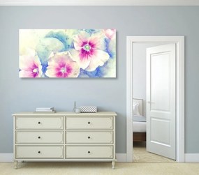Obraz kvety v ružovom akvarely - 100x50