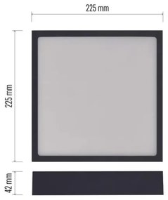 LED Stropné svietidlo LED/21W/230V 3000/3500/4000K 22,5x22,5 cm čierna