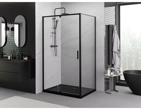 Mexen Exo, sprchovací kút s krídlovými dverami 130 x 95 cm, 6mm číre sklo, čierny profil, 819-130-095-70-00