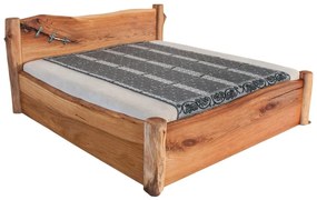 Masívna designová posteľ ADANA s úložným priestorom z brestového dreva, 200x160