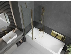 Mexen Flip, vaňová zástena 1-krídlová 100 x 150 cm, otočné krídlo, 6 mm číre sklo, zlatý profil, 894-100-101-50-00