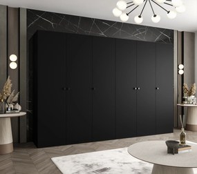 Šatníková skriňa 300 cm Parna 1 (čierna + čierna). Akcia -20%. Vlastná spoľahlivá doprava až k Vám domov. 1125904