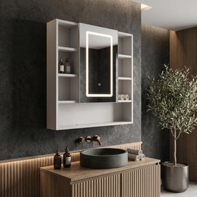 Rea Luna, zrkadlová skrinka s LED osvetlením 70×80 cm, plast, REA-M0405