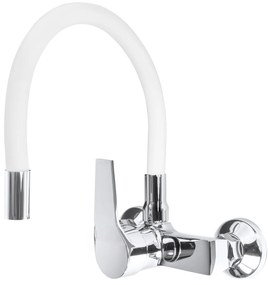 Gamma Flex, nástenná drezová batéria s elastickým ramenom, biela-chrómová, GMA-BFXS-WH