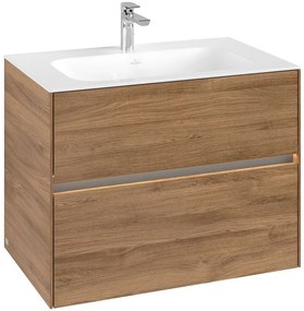 VILLEROY &amp; BOCH Collaro závesná skrinka pod umývadlo, 2 zásuvky, s LED osvetlením, 796 x 498 x 603 mm, Oak Kansas, C138B0RH