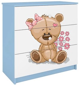 Detská komoda Babydreams Modrá – Medveď s kvetmi