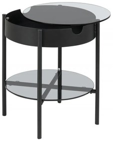 Odkladací stolík s podnosom Asava 45 cm čierny