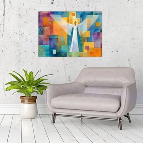 Sklenený obraz - Geometrický anjel (70x50 cm)