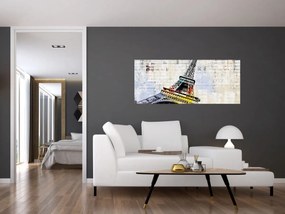 Obraz - Digitálne umenie Eiffelovej veže (120x50 cm)