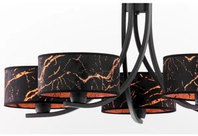 Jupiter 2107- Luster na reťazi ARTHUR 5xE27/15W/230V čierna/oranžová/mramorový dekor