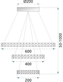 Stropné svietidlo Vegas 20/40/60 + pilot APP657 strieborné