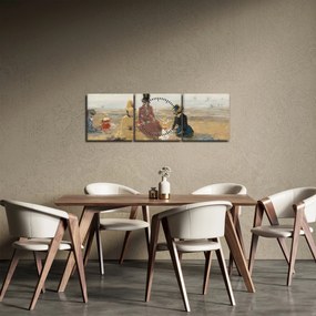 Obraz - Eugène Boudin, On the Beach, Trouville, reprodukcia (s hodinami) (90x30 cm)