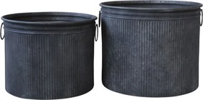 2ks okrúhly plechový zinkový antik obal na kvetináč Planters - Ø 45*35cm