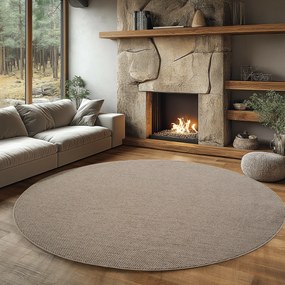 Ayyildiz, Kusový koberec Helix 2200 beige kruh, 160x160, béžová, chodba / predsieň