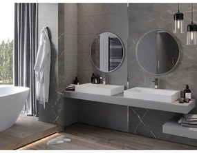 Mexen Loft, okrúhle kúpeľňové zrkadlo 70 cm, farba rámu brúsená oceľ, 9850-070-070-000-10